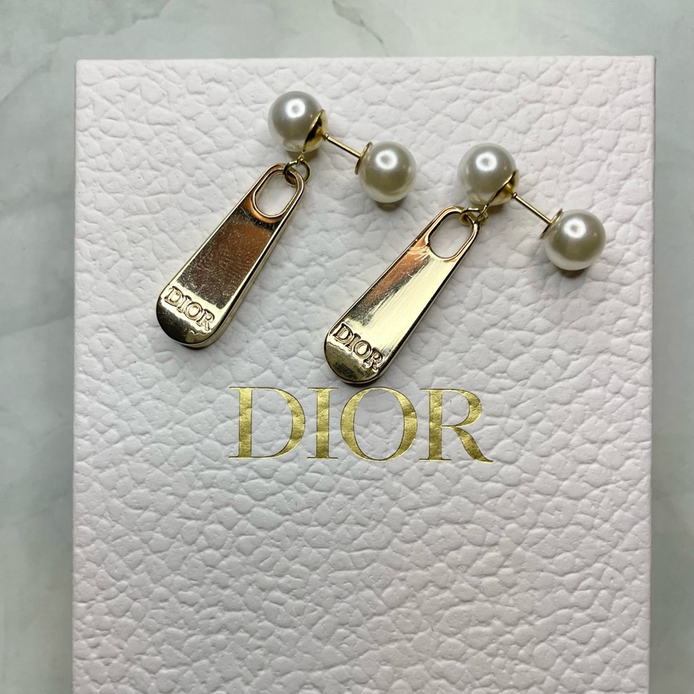 Upcycled Gold Zipper Pull Pearl Earrings